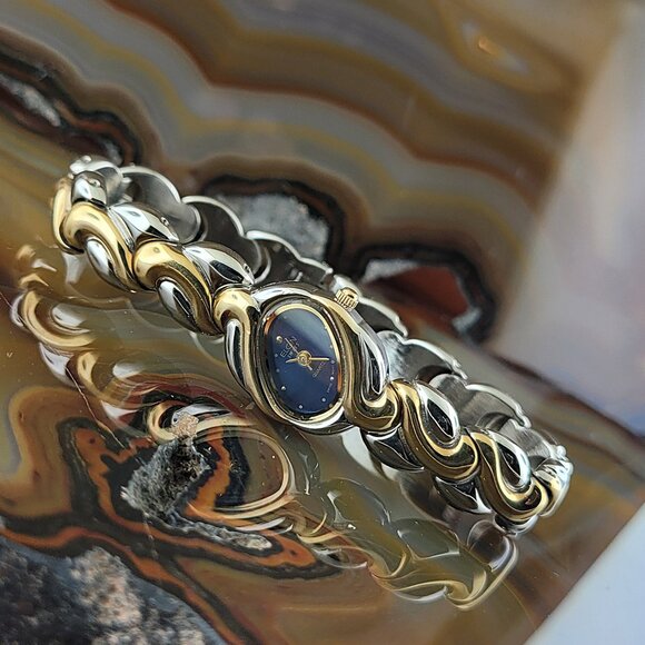 Vintage ELGIN Gold & Silver Chunky Link Bracelet Watch ELH01 - Picture 1 of 4